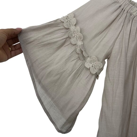 Melissa Paige Women Off-The-Shoulder Blouse Crochet Details SZ S Flared Sleeve - Picture 8 of 13